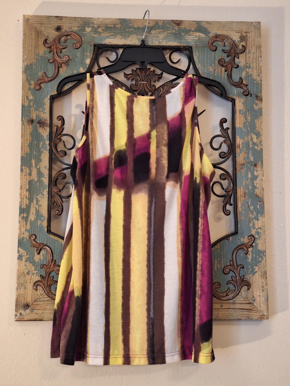 Kenneth Cole New York Yellow, Magenta & Brown Striped Tank. NWT Size XL - Picture 6 of 9
